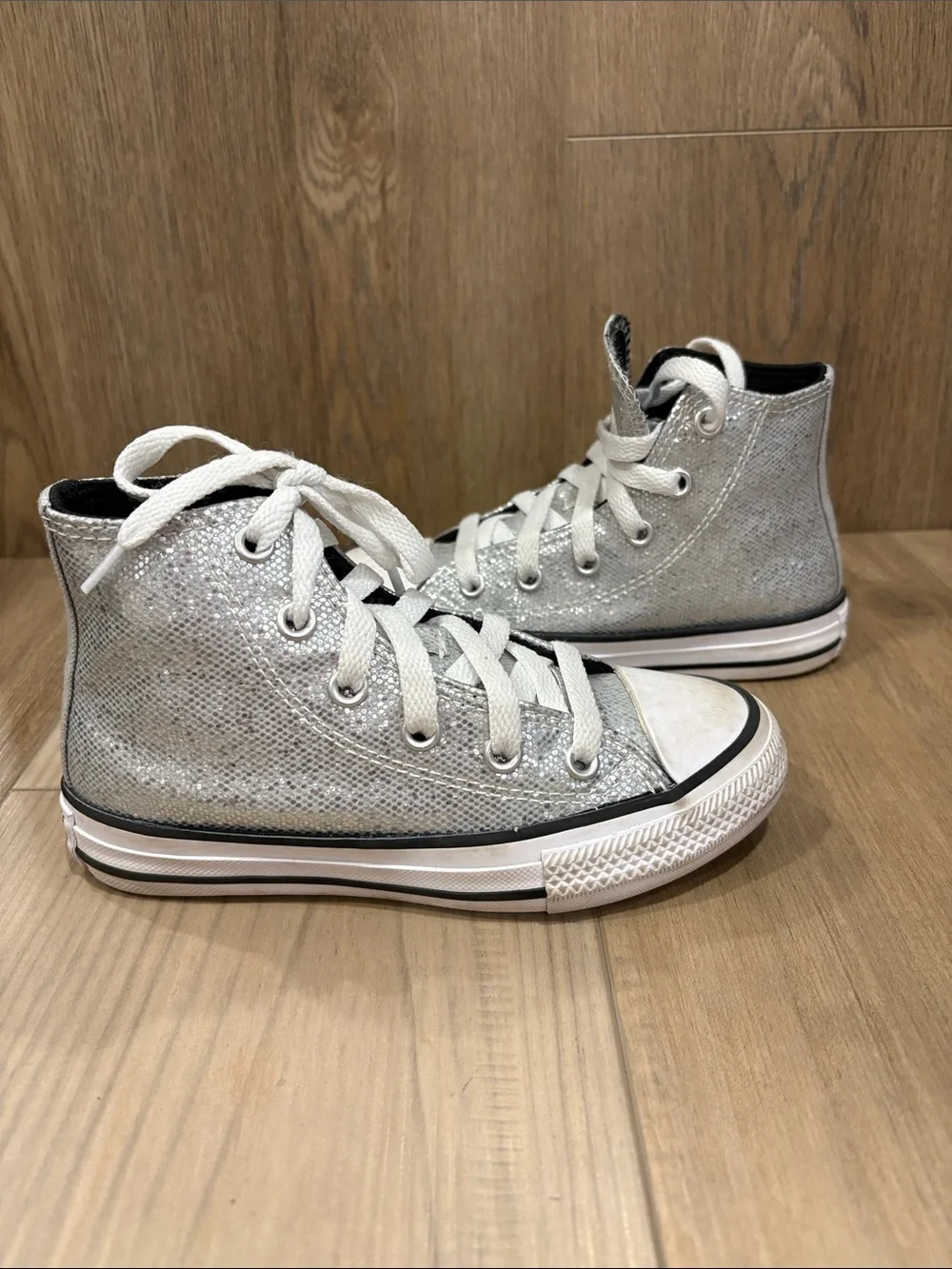 Converse Chuck Taylor Glitter All Star EVA Lift Hi Silver/White/Barely Grey 11